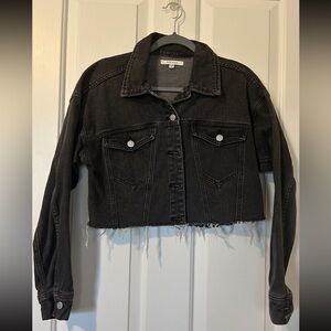 PacSun Black Denim Cropped Button Up Top XS/S